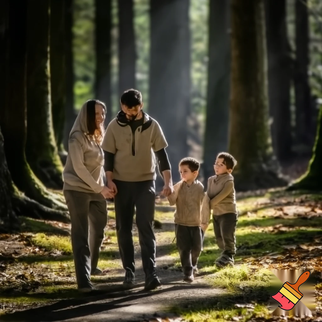 Family of 4 in the woods

