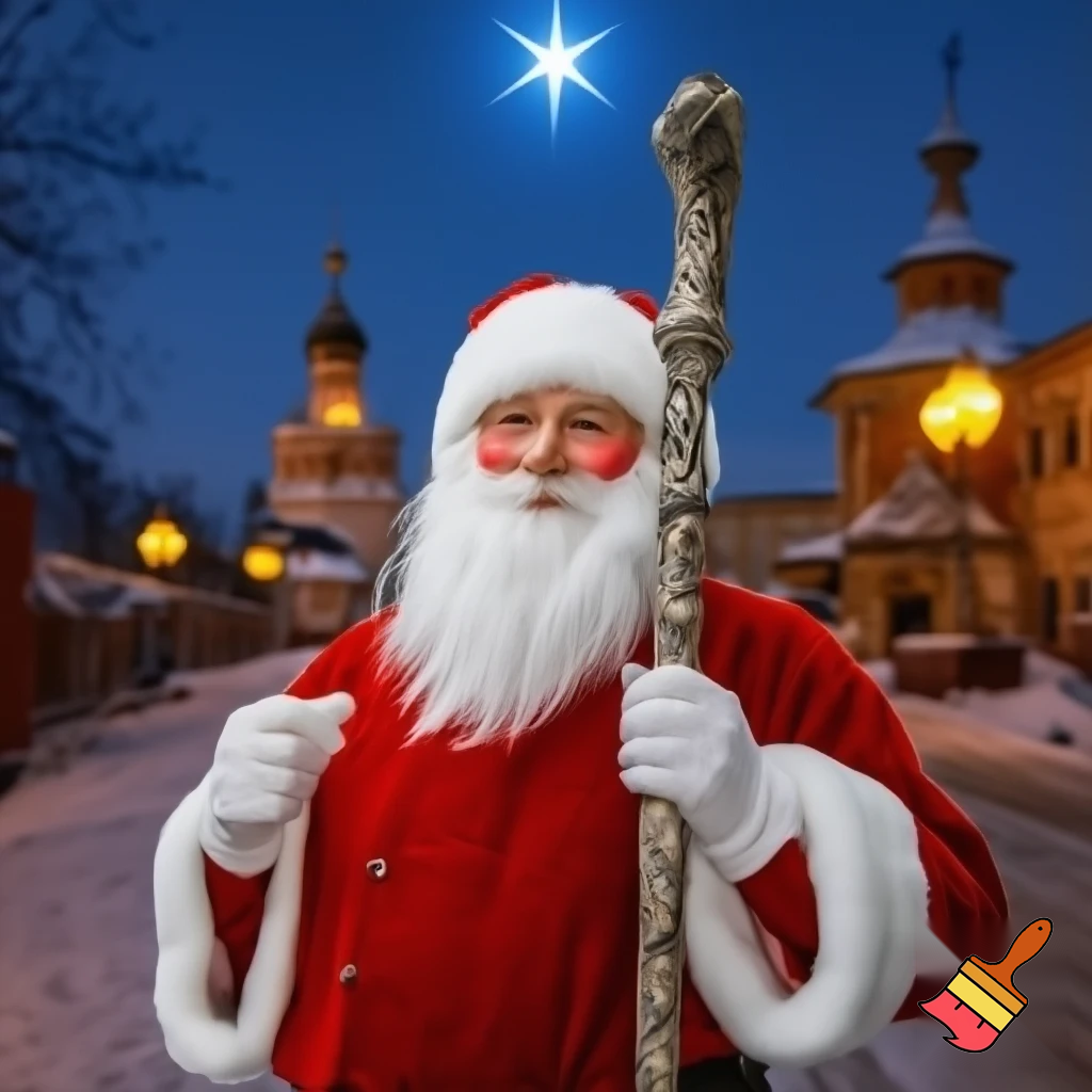 Santa Claus, Russia walking stick with the start the real Santa Claus
A star