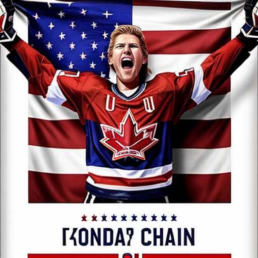 A poster of the USA celebrating that they won the hockey final gold medal game against Canada