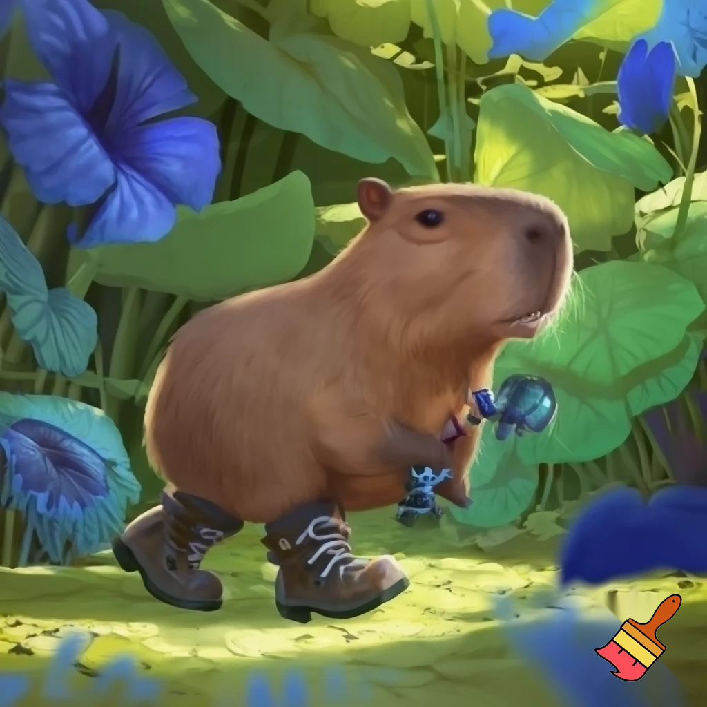 a capybara wearing boots sneak mini pekka somewhere

