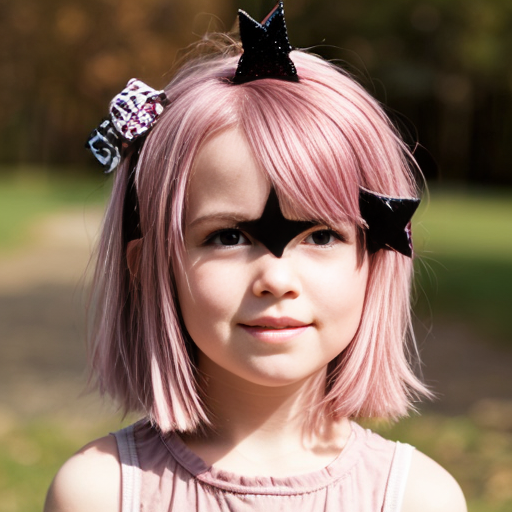 little girl real live pink hair with star clipes