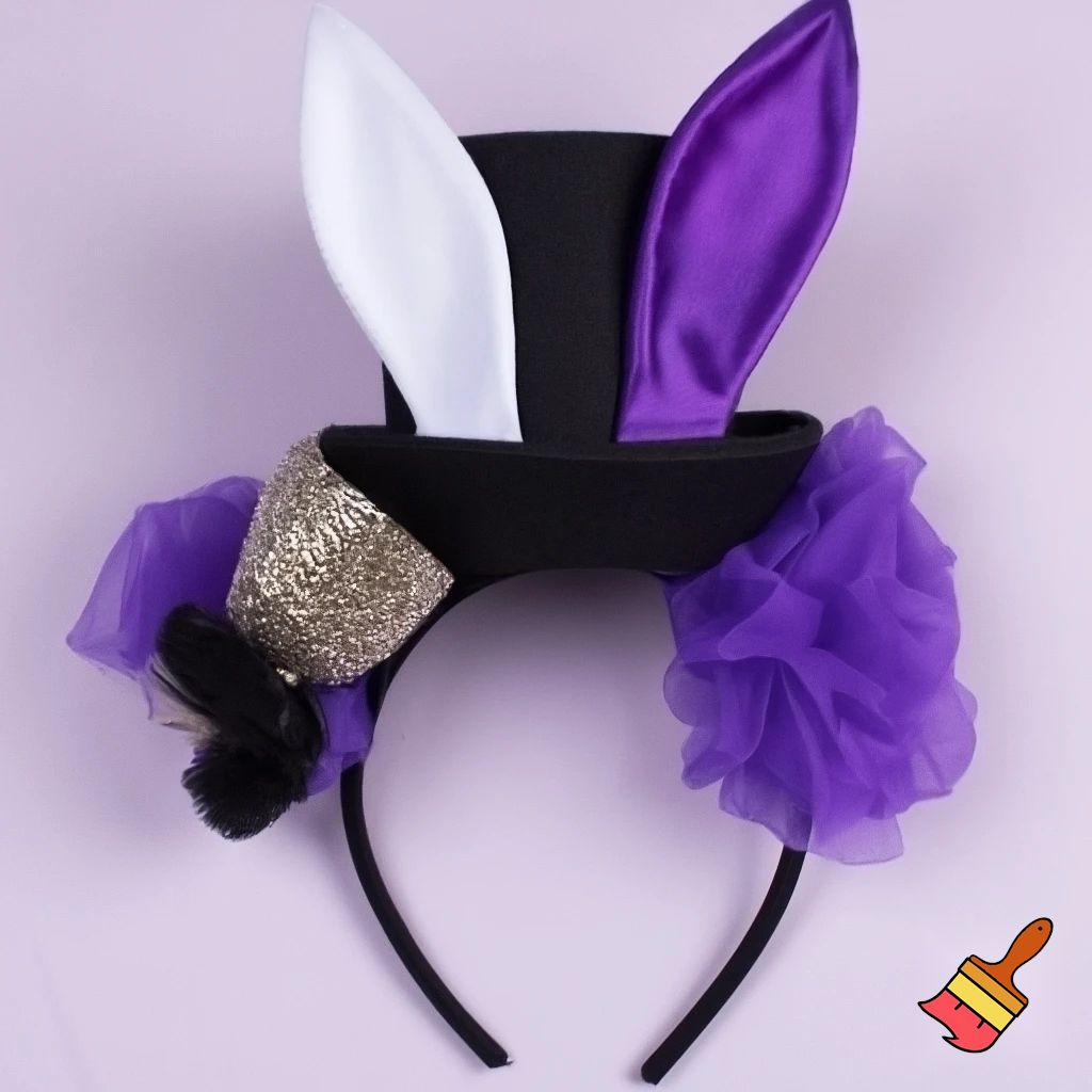 Easter bunny top hat headband, purple and white gold and silver top hat black purple dark purple special hat in delicate purple white, purple and white