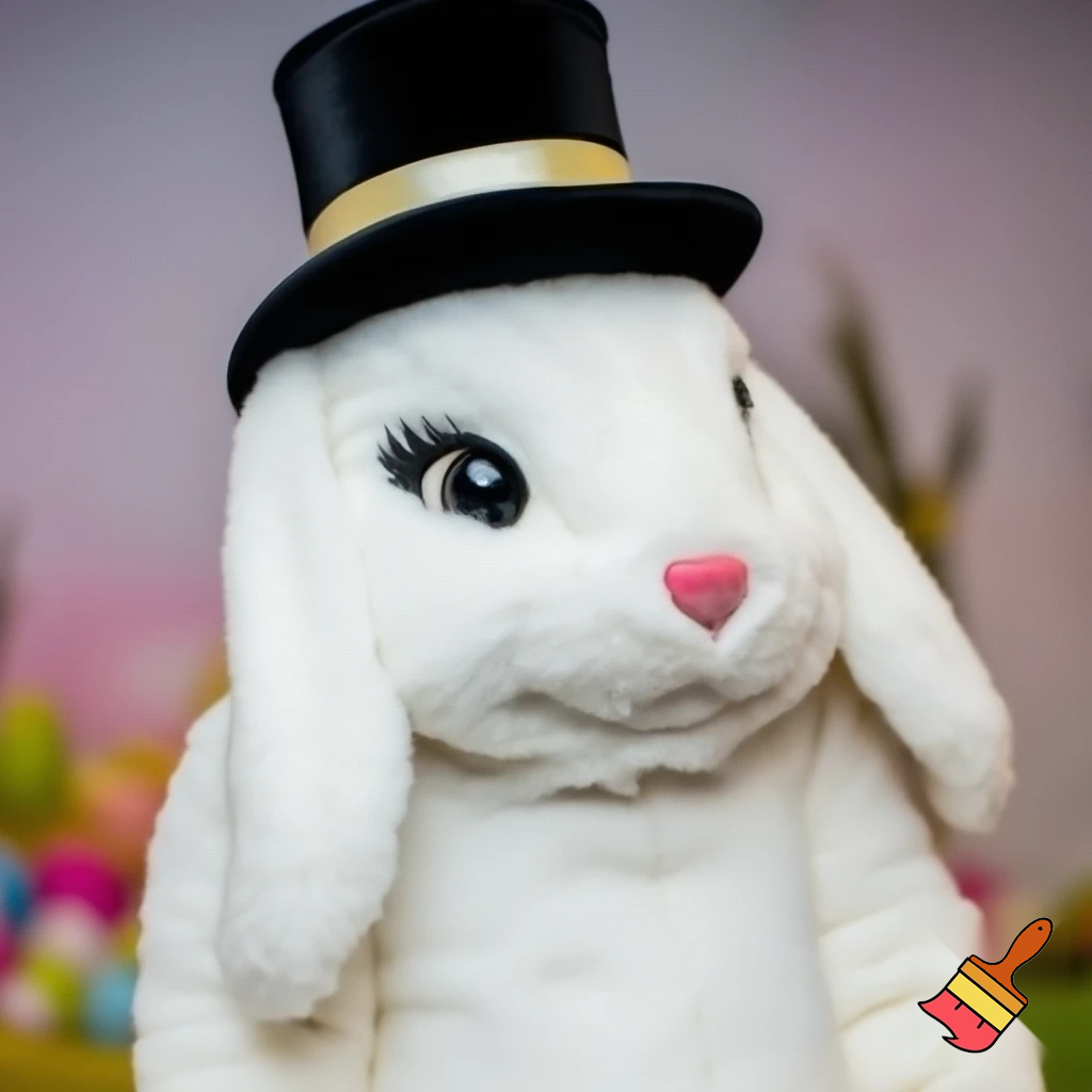 Easter bunny mascot costume top hat special Easter bunny, expensive and a delicate