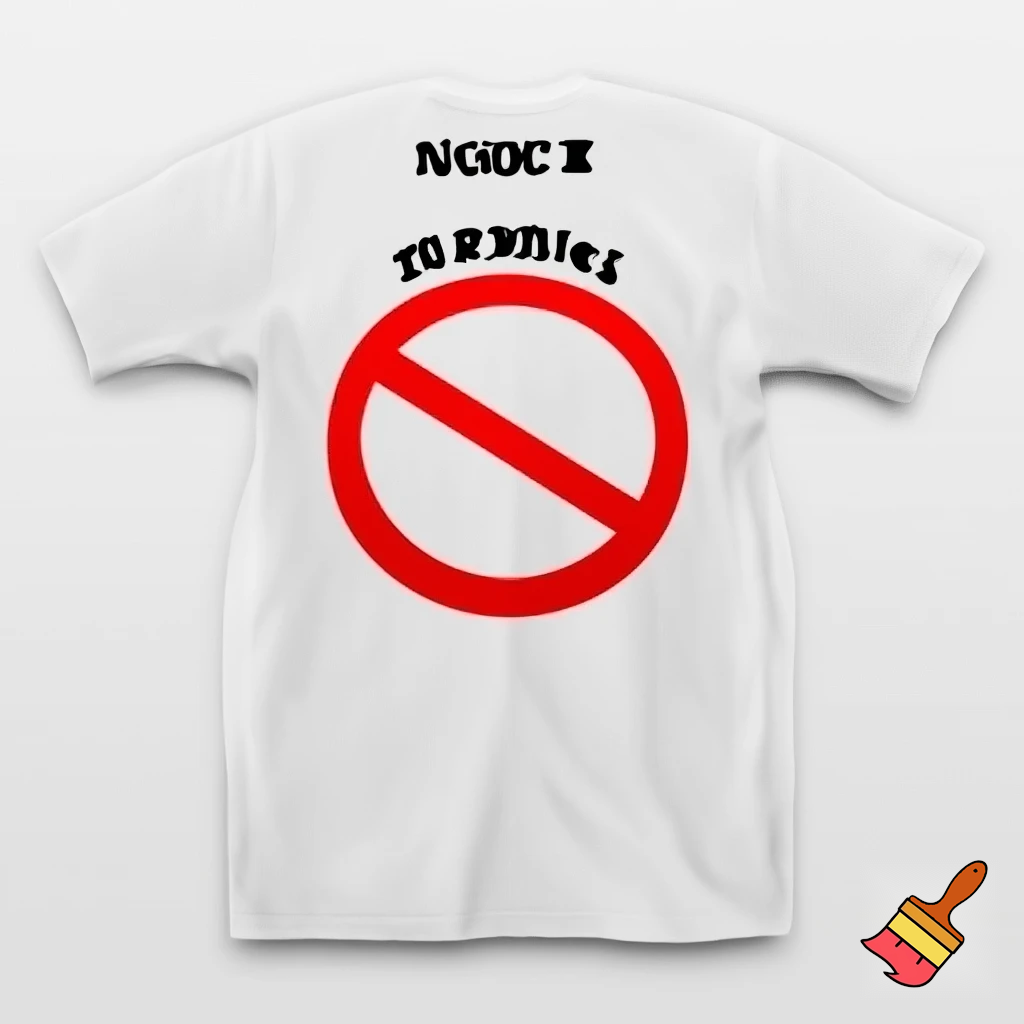 a t shirt with the words "NO REPLY ALL" on the front of the shirt, on the back of the shirt a large circle with a red diagonal through it