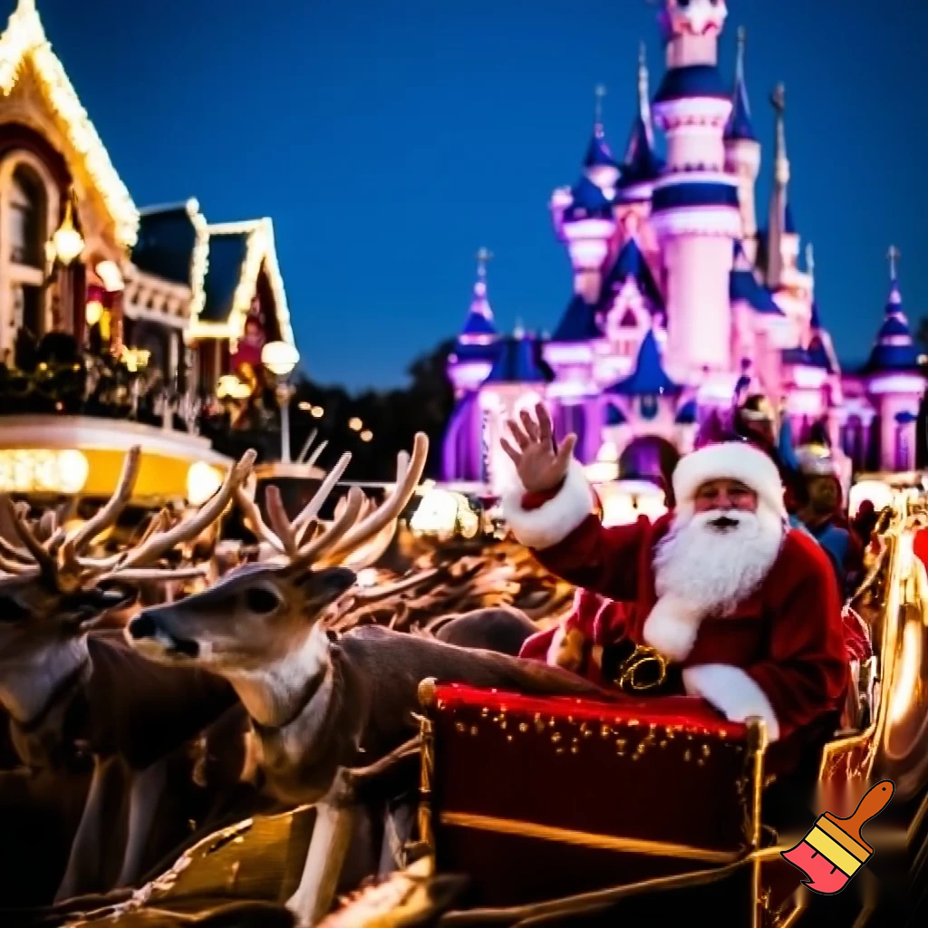 Santa Claus, France parade Paris Disneyland Santa sleigh
