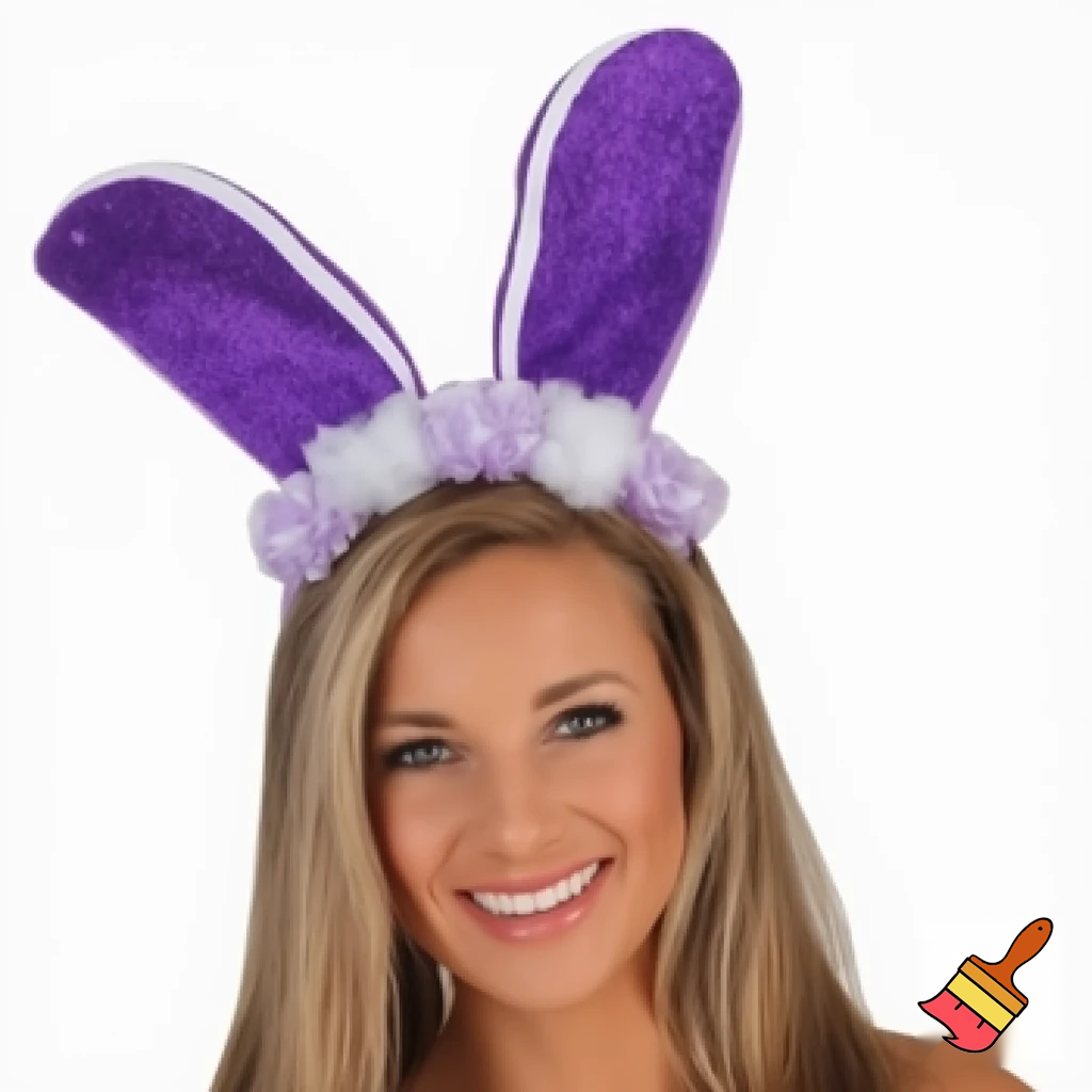 Special top hat headband Easter headband with rabbit, ears, purple and white purple and white with glitter velvet