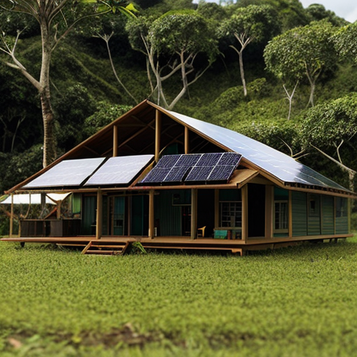 Amazon rain forest village with solar panels