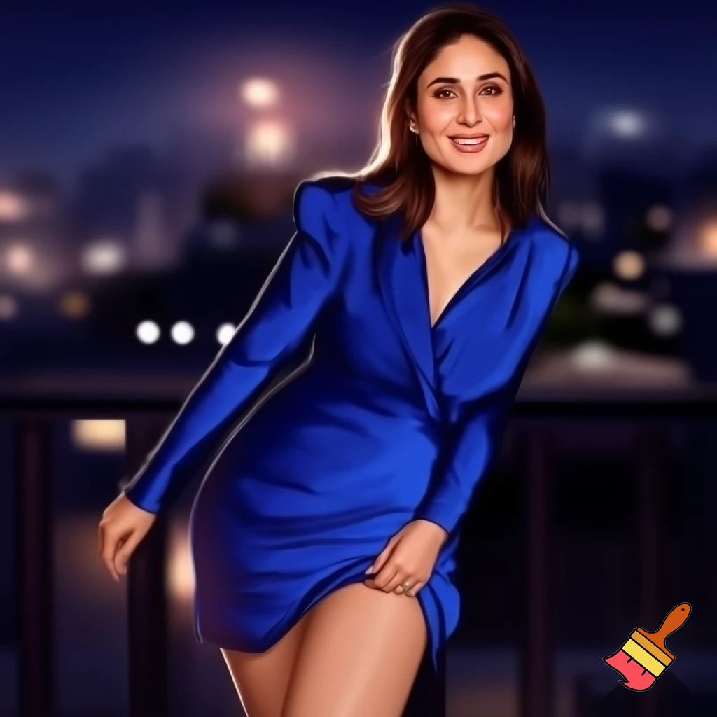 Kareena Kapoor in a short blue dress