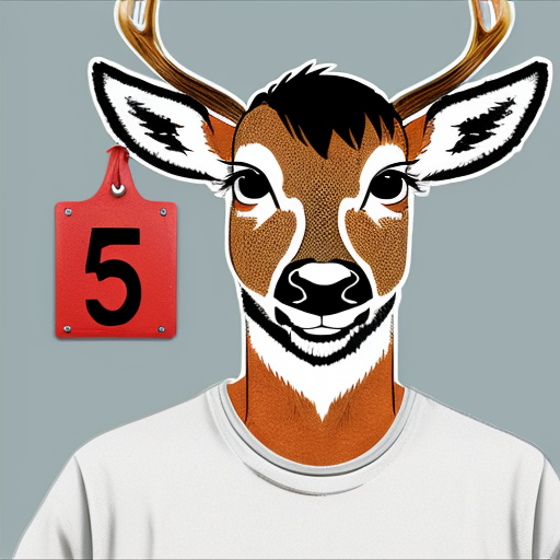 a mug shot deer criminal with a straight face with scars with a  number board looking cartoon