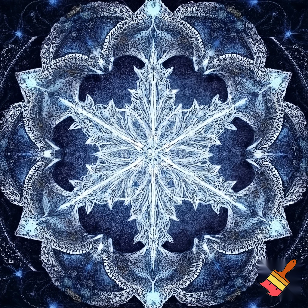 O mandală cu motivul central un fulg de zăpadă