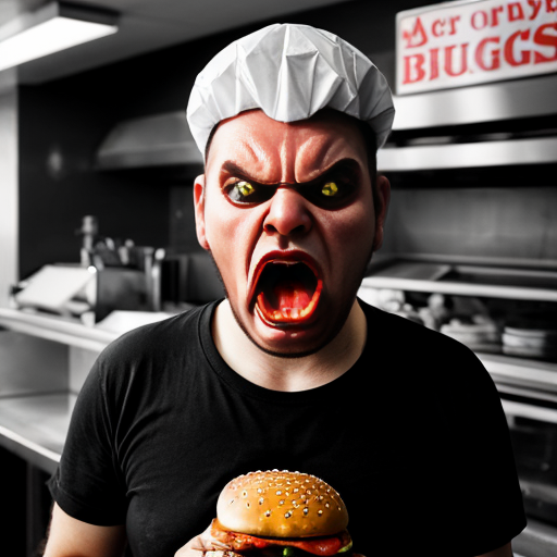 evil angry burger man scary