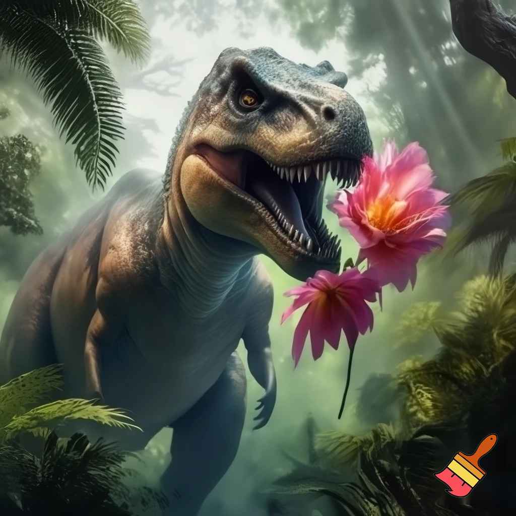T Rex smoking a flowet
