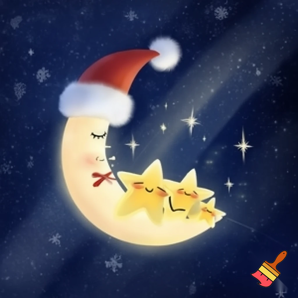 Star and moon christmas cartoon