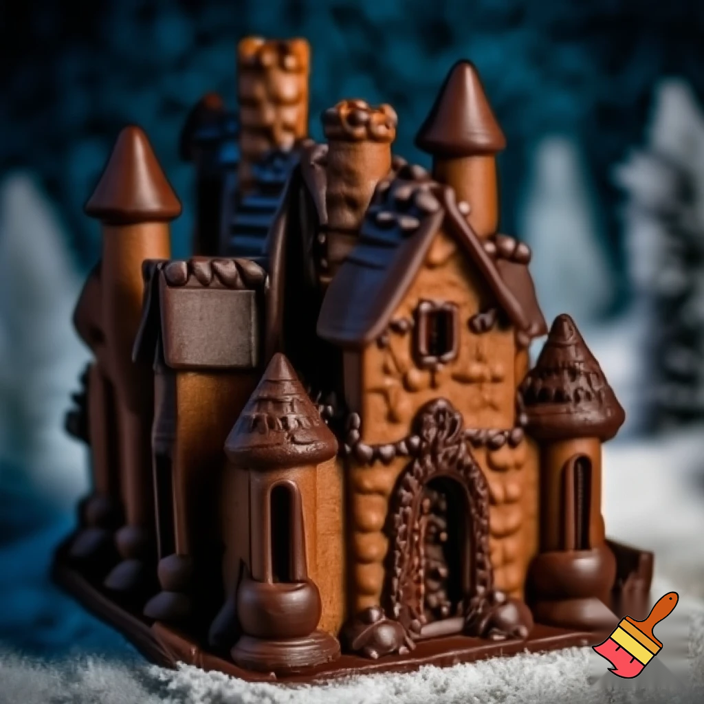 A gingerbread house castle chocolate