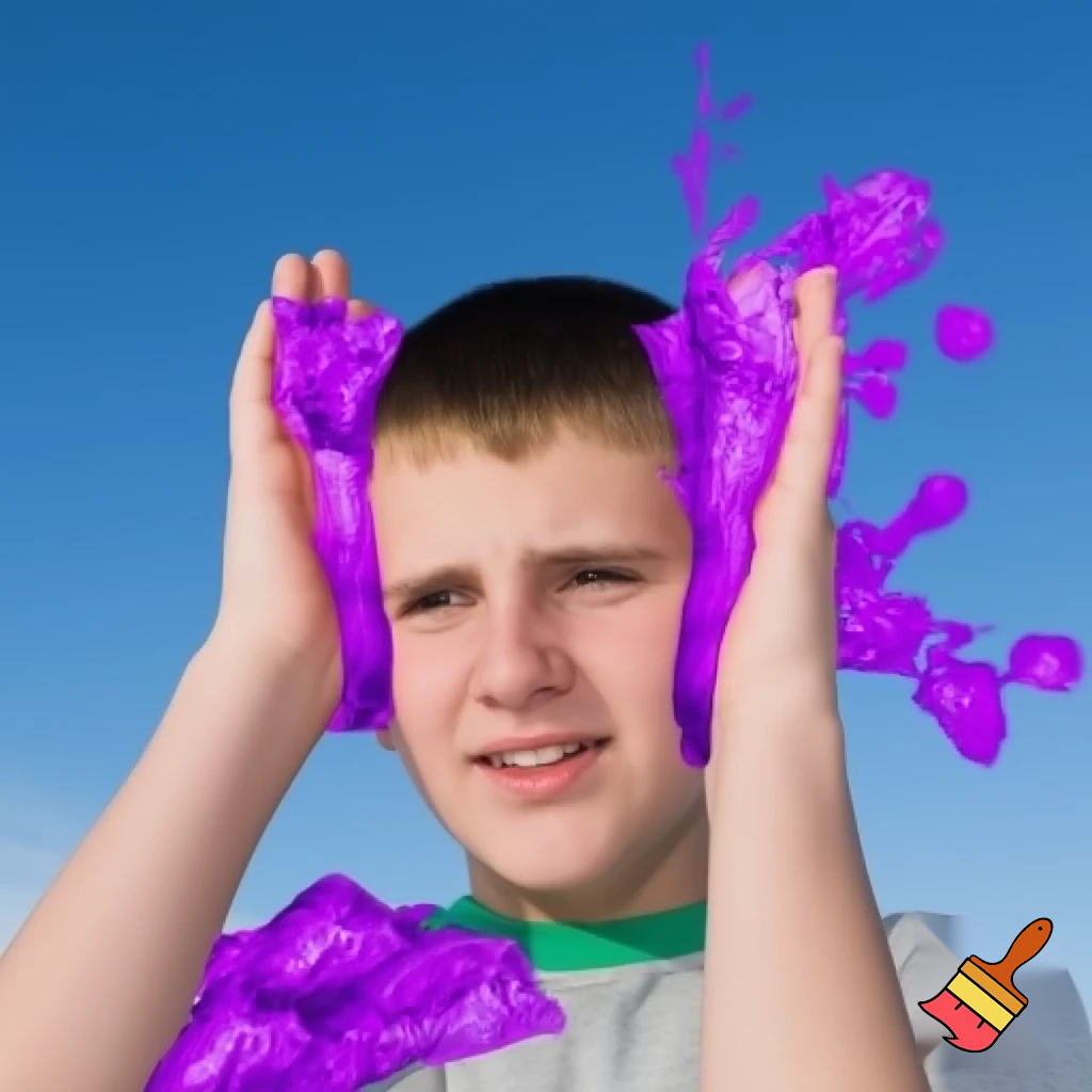 teen boy with both his hands outreached to his sides, purple ice erupting from his hands, and shooting in opposite directions