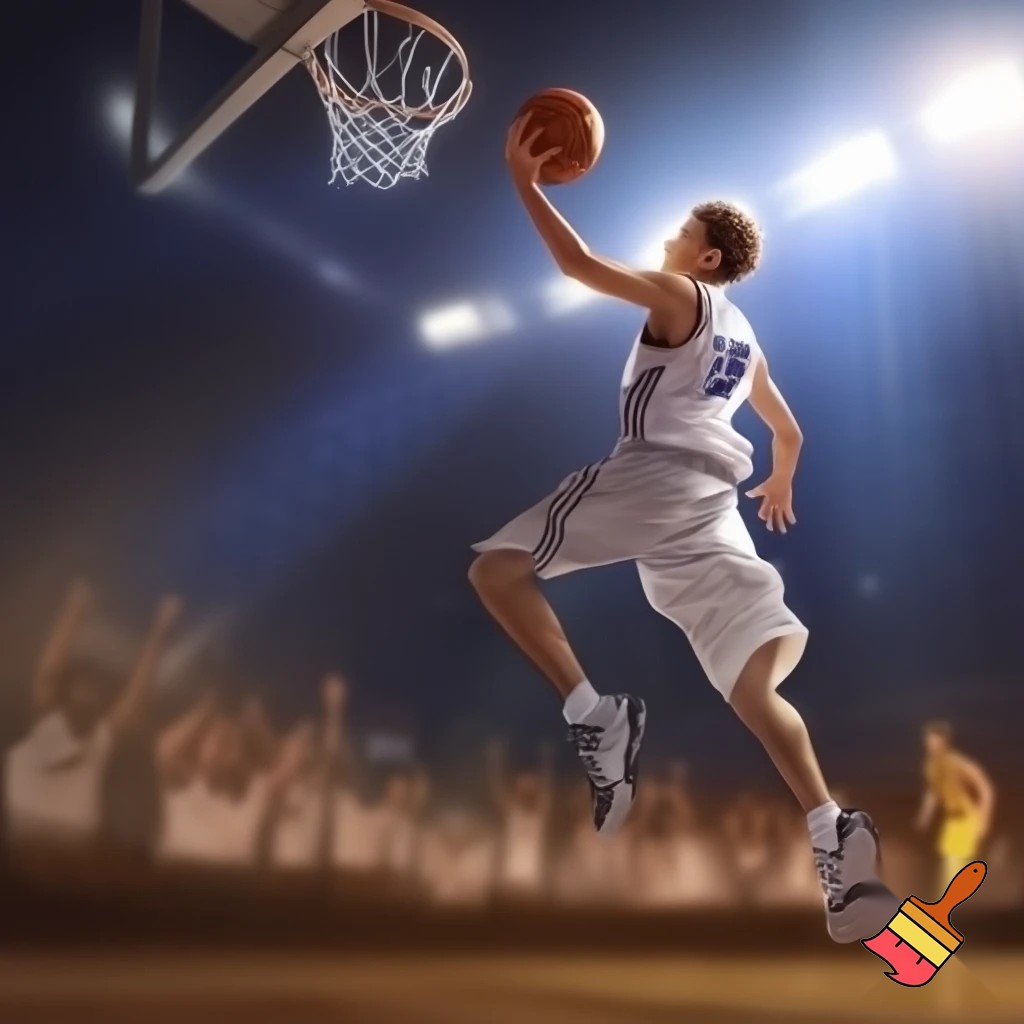 behind white teenage basketball players making a far shot winning three pointer