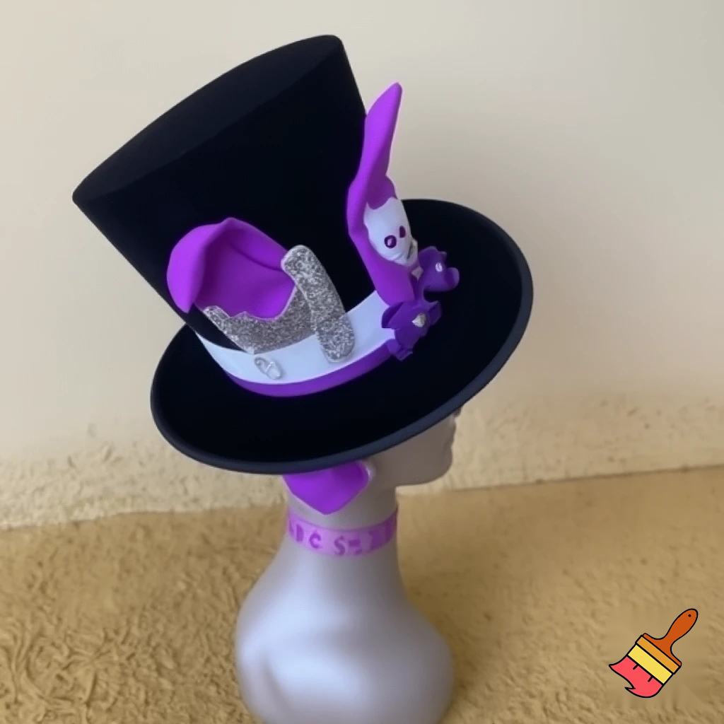 Easter bunny top hat headband, purple and white gold and silver top hat black purple dark purple special hat in delicate purple white, purple and fabric fabric and velvet white gold golden silver patterns Easter top hat