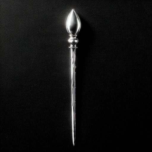 silver and white mystical wand on a solid black background