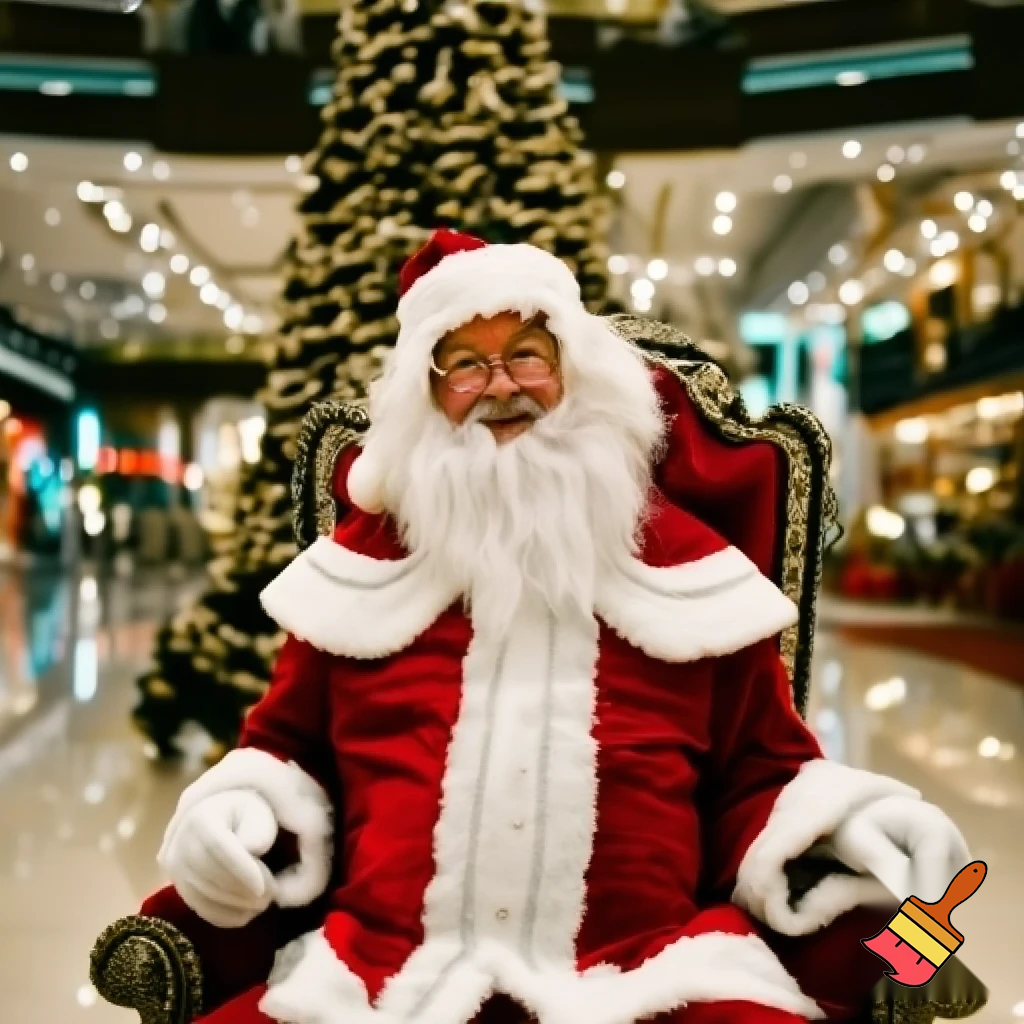 Santa Claus shopping mall Santa Claus chair at the shopping centre photo Santa Claus photo Santa Claus’s glasses
