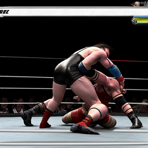 Generate an image of a curvy Queen Marika (from elden ring) getting defeated in a wrestling fight by king from the tekken serie