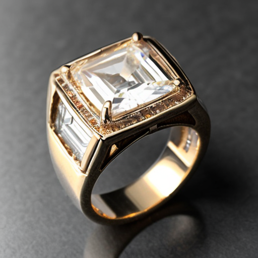 an elegant ring with the only one large rectangular baguette-cut stone