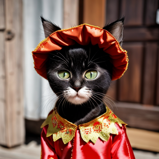 Cuki kiscica kirgiz népviseletben 