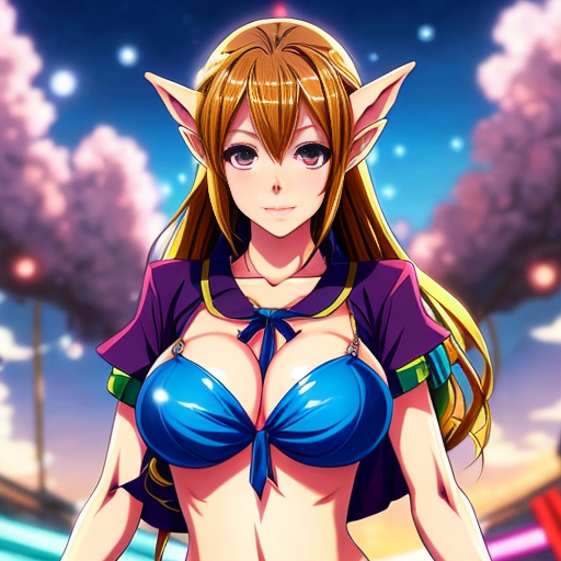 Elf Girl with Huge Tits in a blouse

