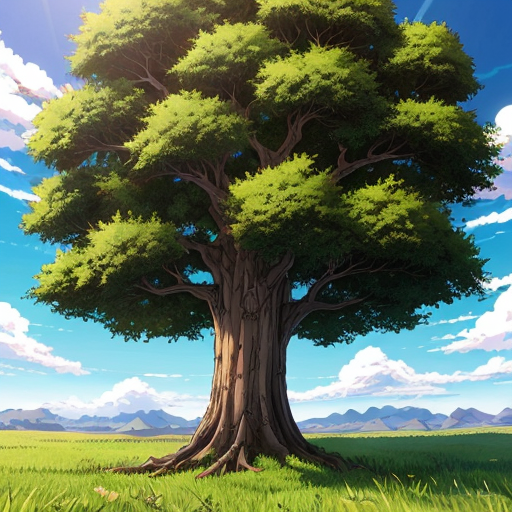 a tall majestic tree, lush green canopy, strong trunk, natural lighting, 8k quality