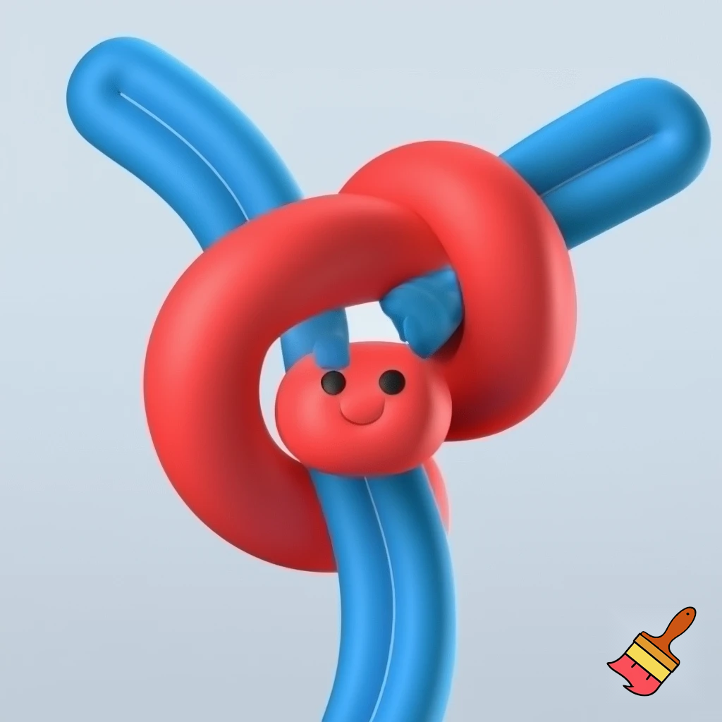 icon of climbing figure 8 knot in cartoon style