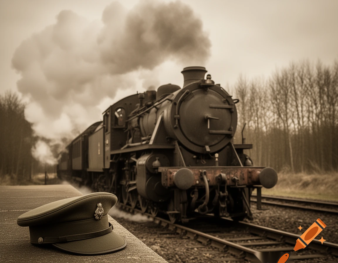 world war 2 train with a hat