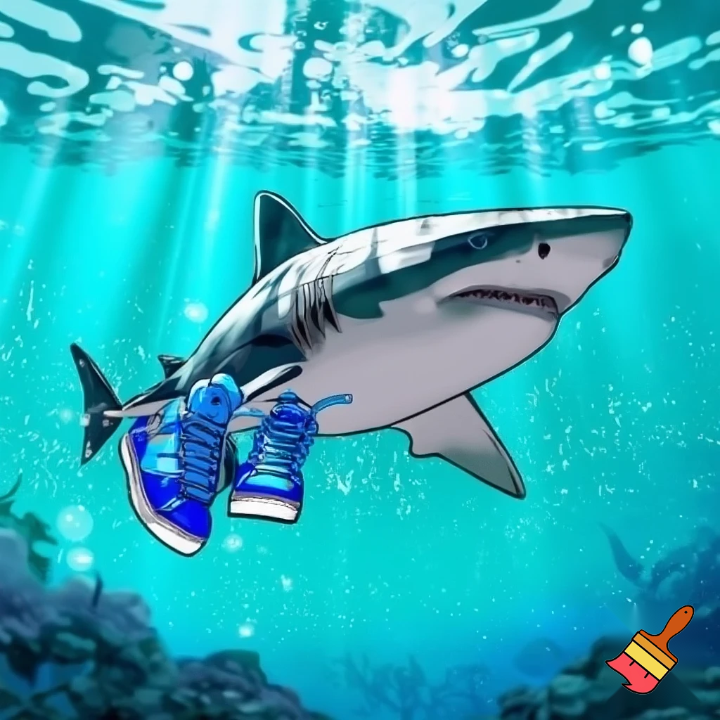 shark with blue shoes
