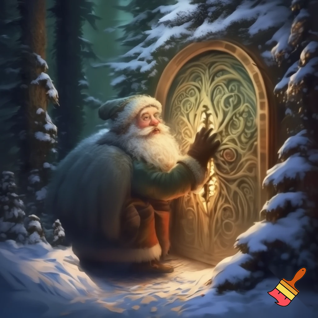 Magician, secret door Santa Claus, Santa Claus door