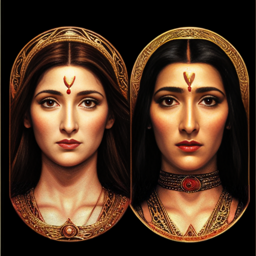Picture of  the faces of the goddesses Lilith ,Kali,  and Brigid 