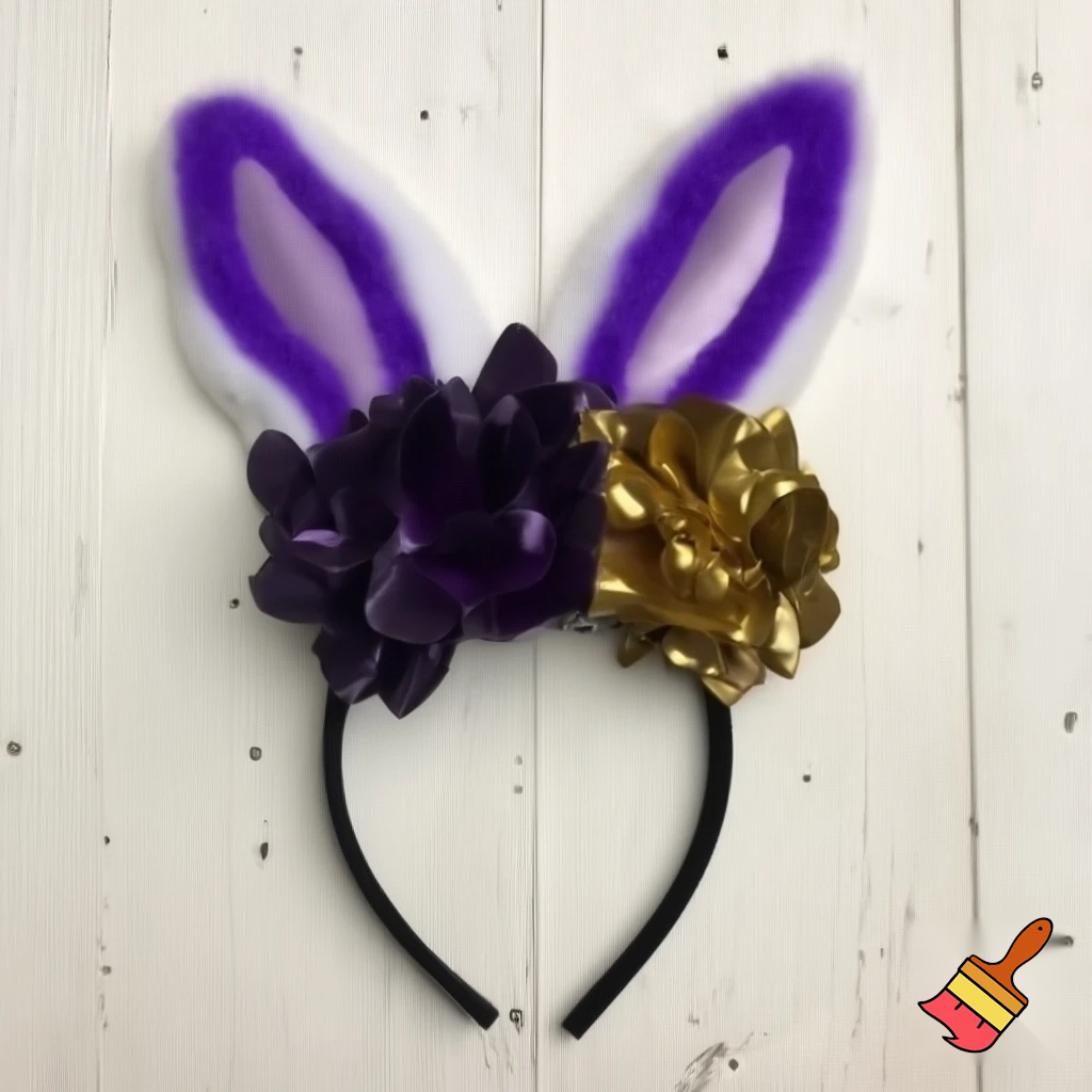 Easter bunny top hat headband, Easter bunny ears headband top hat purple and white and gold