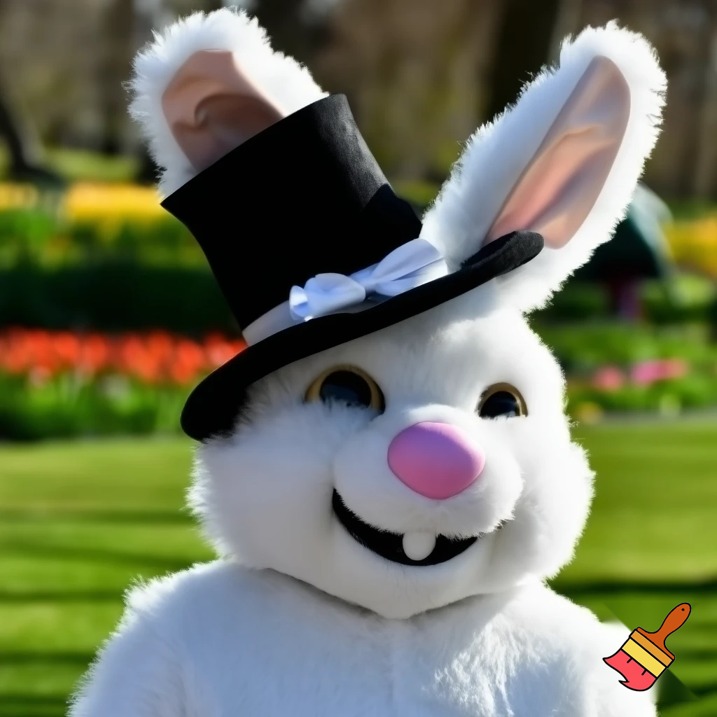 Easter bunny mascot costume top hat