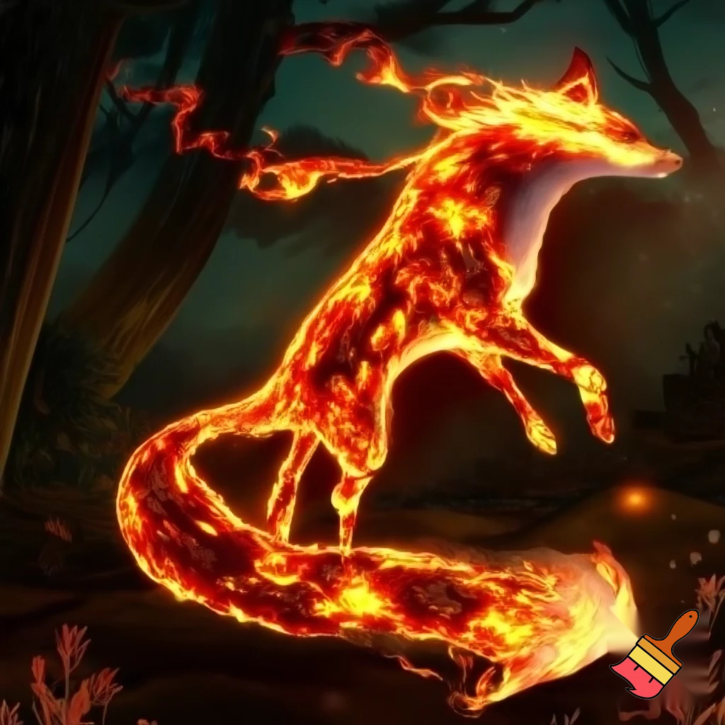 en ræv lavet af ild