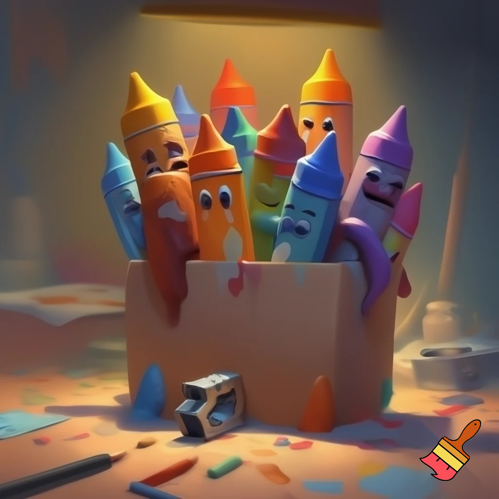 a giant box of crayons that are alive with a sharpener