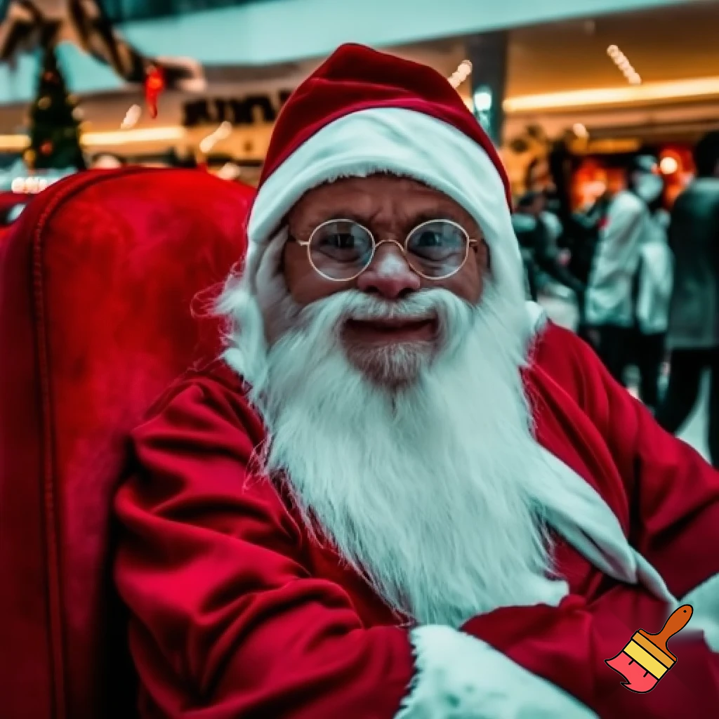 Santa Claus shopping mall Santa Claus chair at the shopping centre photo Santa Claus photo Santa Claus’s glasses