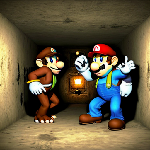 Mario and donkey kong in a bunker