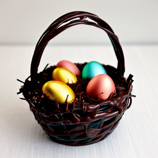 Easter egg basket, chocolate Easter egg basket Easter bunnies, chocolate