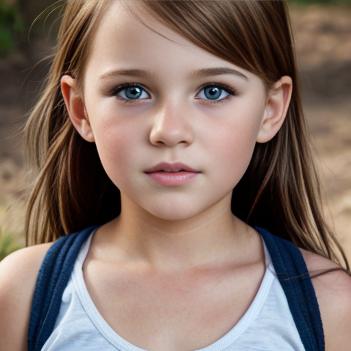 Auburn haired girl tween with big brown eyes