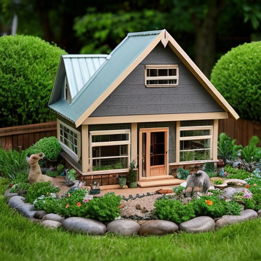 A house with pet animal garden 
