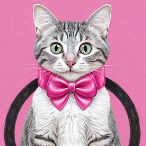 pink cat with a bow