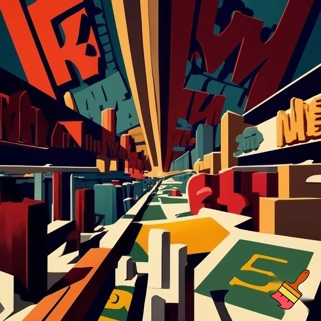 1 point perspective 1930s poster  about wordle