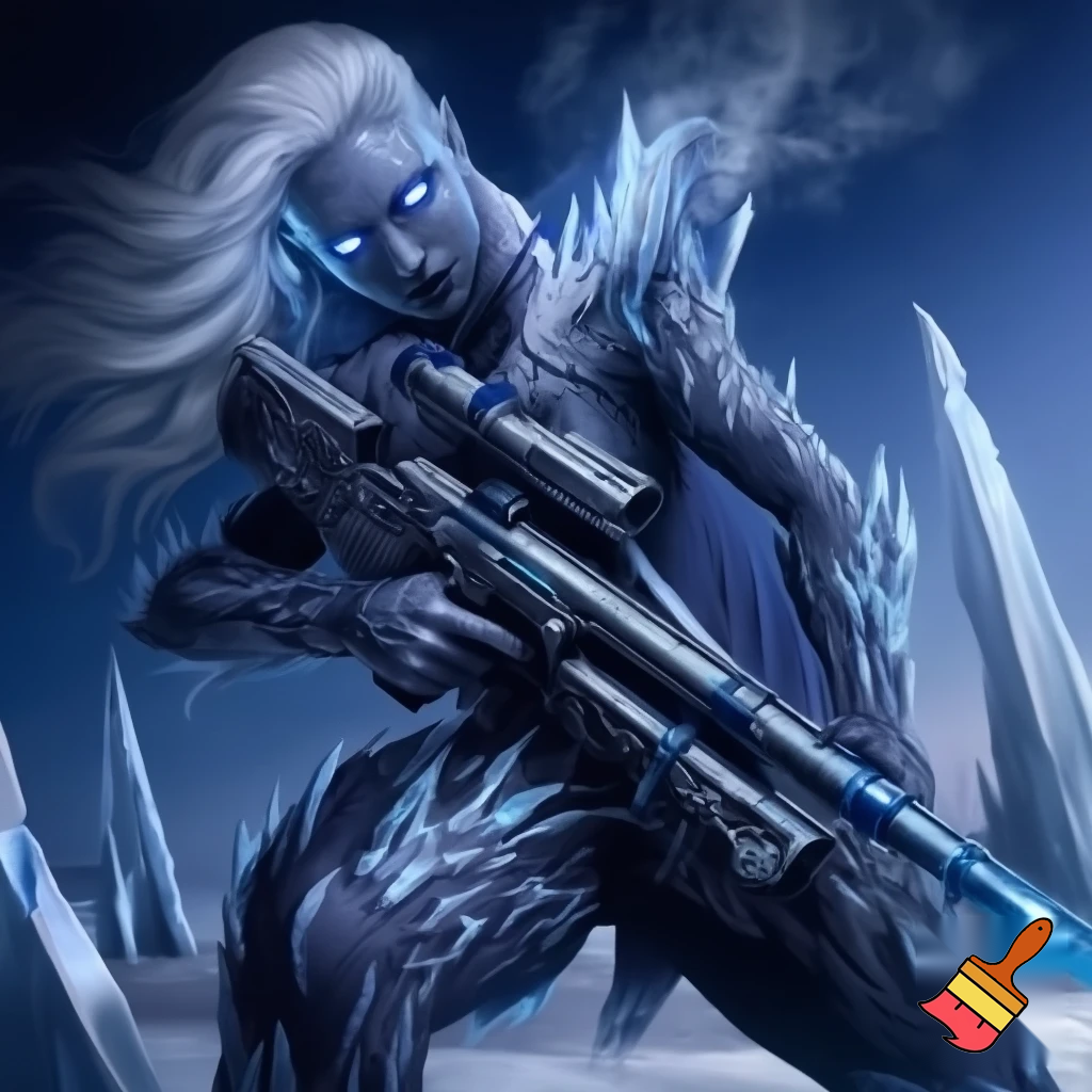 Killer Frost Crystal Frost using a assault rifle 