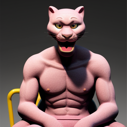 Pink Panther from WB with a full bladder as he sits uncomfortably, but with 2400x2400 pixels and 200 GB
