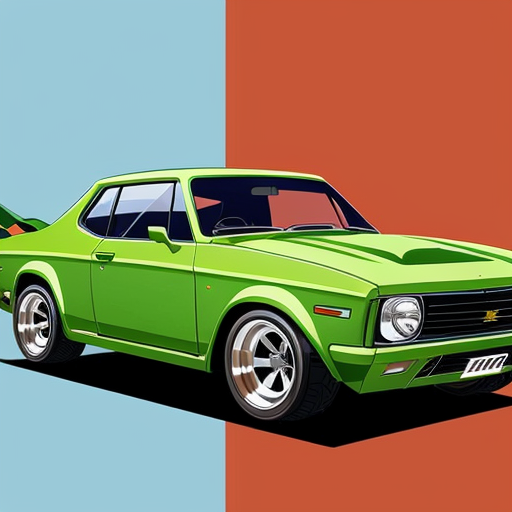 Green drag car transformer in the  g1 style that has a Holden LJ Torana vehicle mode with bug accents on its design