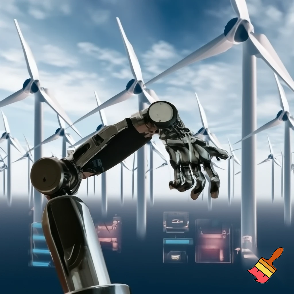 A Collage out of robots, wind turbines and Online-Shopping
