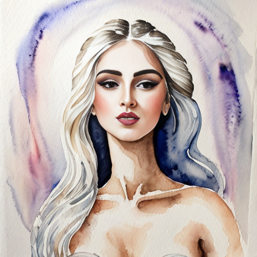 Image inspired by The Birth of Venus but tall white-haired woman