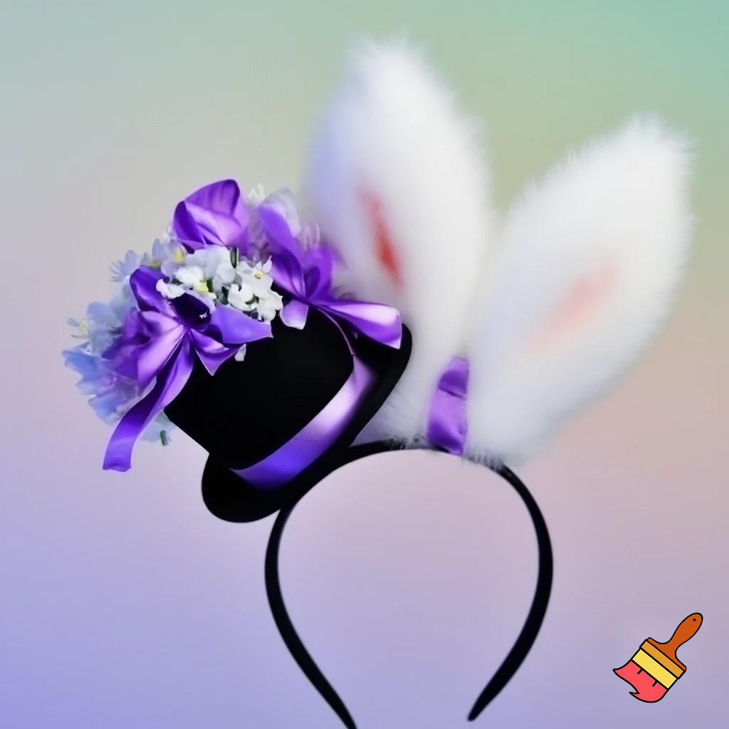 Easter top hat headband, Easter bunny headband, top hat, purple and white